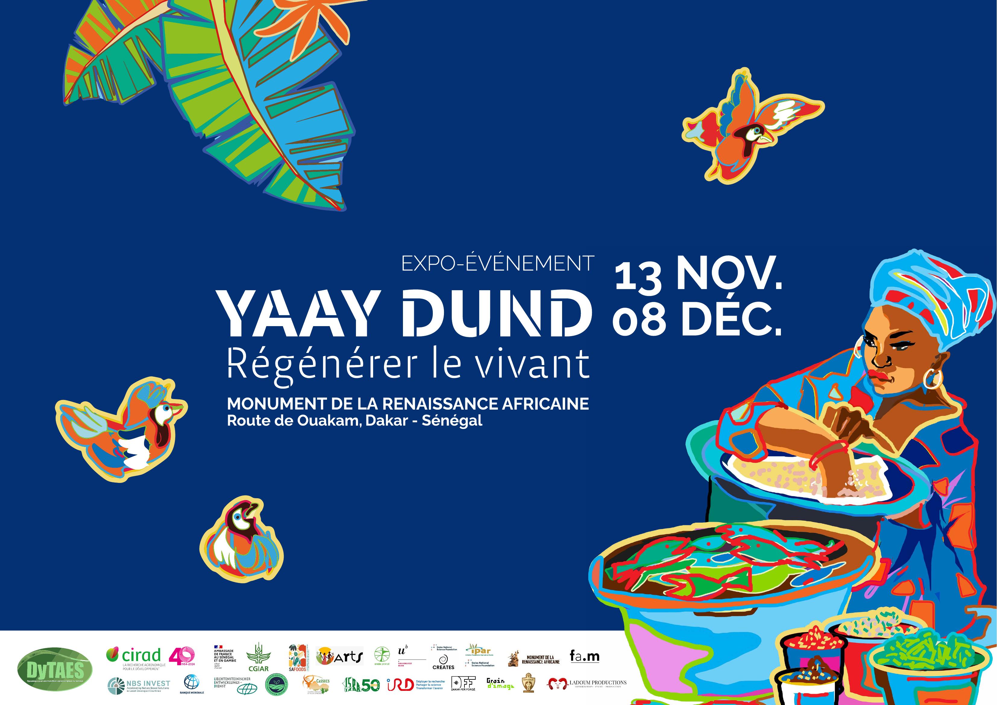 Affiche officielle de l'exposition Yaay Dund - Régénérer le vivant, Dak'Art 2024
